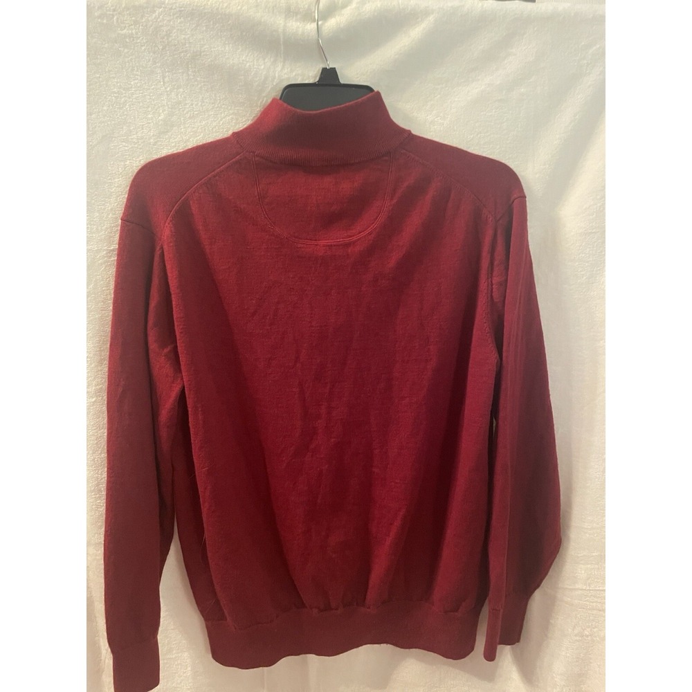 Orvis Sweater Men‎ Large burgundy pullover 1/4  Zip 100% Merino Wool - Picture 4 of 4